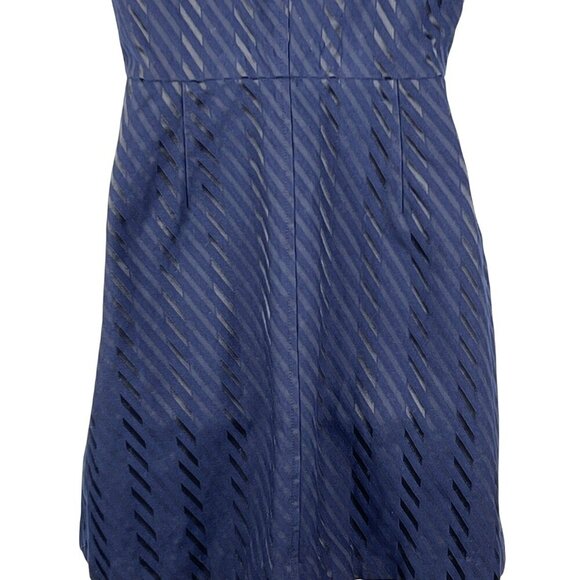 Theory Womens 8 Navy Textured Zip Front Sheath Dress Cap Sleeve Career Wear - Picture 7 of 16